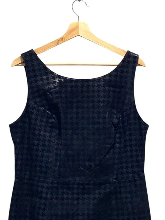 Cache Houndstooth Genuine Leather Dress Black Size 12 NWT Y2K Minimalist Vintage - Picture 5 of 11